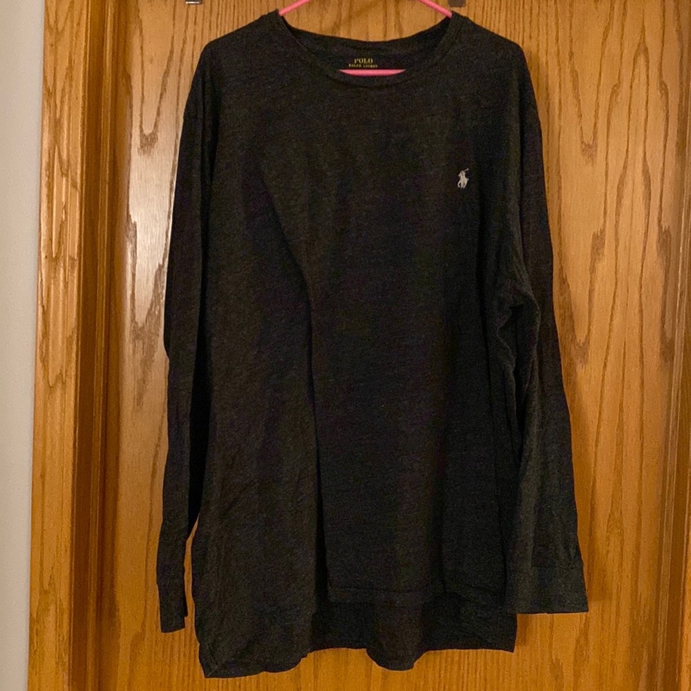 Heather gray polo long sleeve